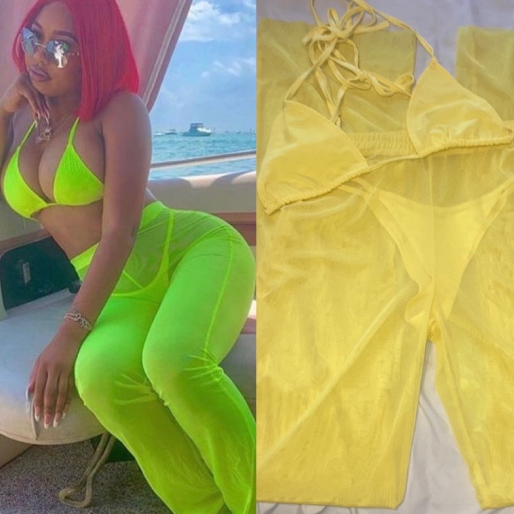 Hot & Delicious Yellow Mesh Bikini Set